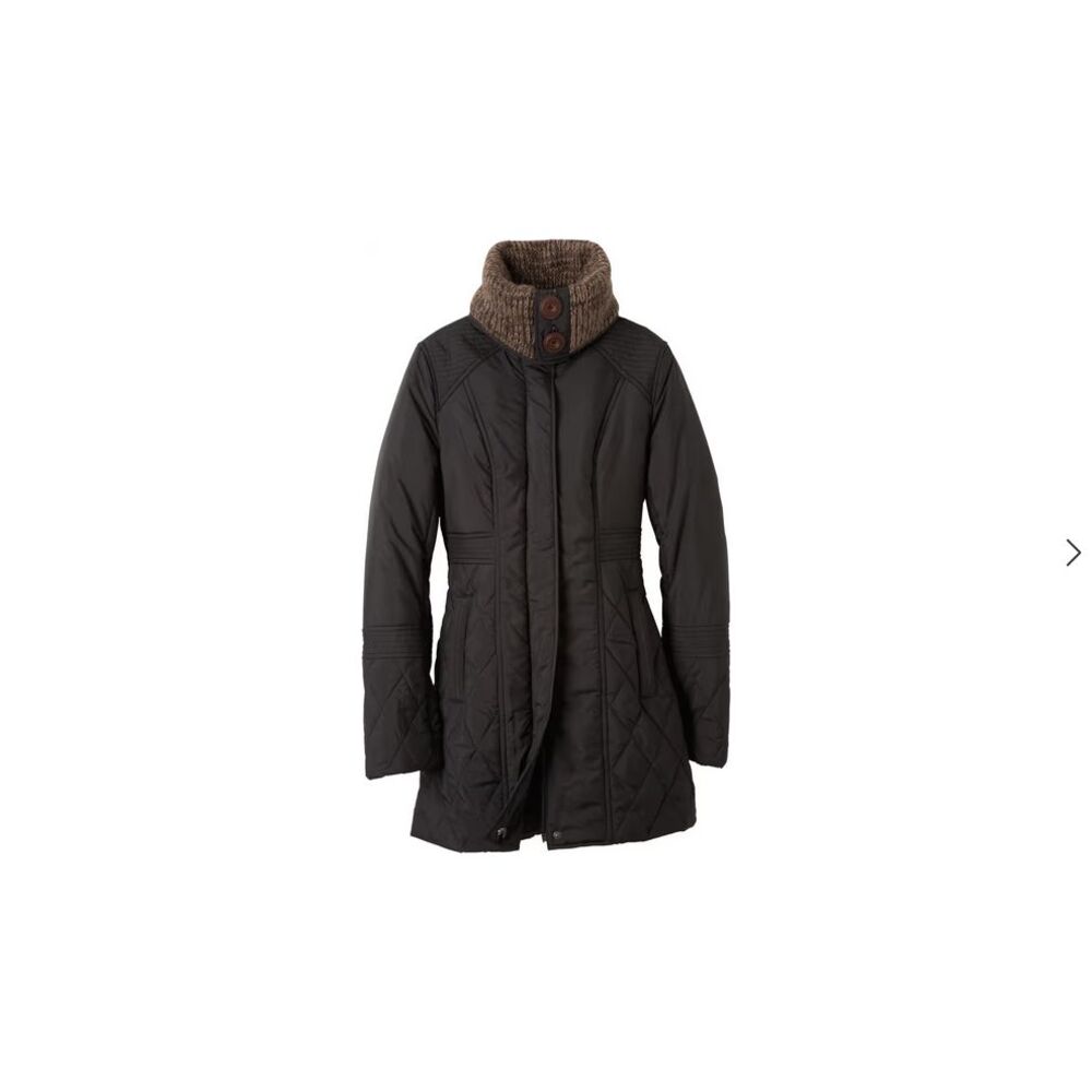 Prana Jacket Womens Medium Black Quilted Insulated‎ Parka Arden